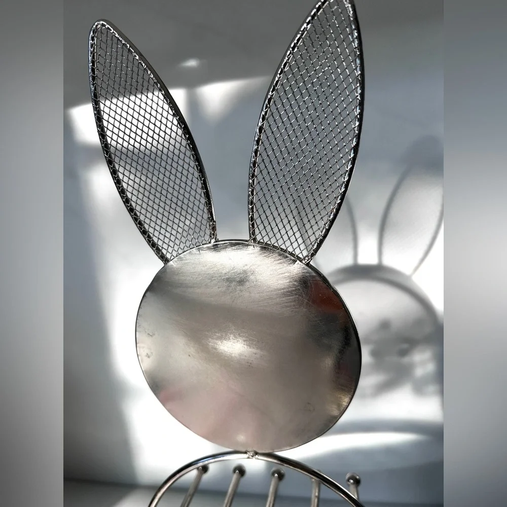 Bunny Metal Jewellery Stand holder mirrored silver tone for women girls 13